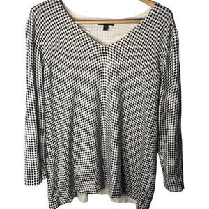 LANE Bryant black white houndstooth fine gauge sweater tunic, 18/20